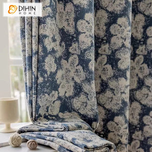 DIHINHOME Home Textile Pastoral Curtain DIHIN HOME European Abstract Floral,Blackout Grommet Window Curtain for Living Room,52x63-inch,1 Panel