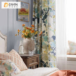 DIHINHOME Home Textile Pastoral Curtain DIHIN HOME Garden Abstract Flowers Printed,Grommet Window Curtain for Living Room,Customzied Curtains