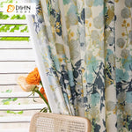 DIHINHOME Home Textile Pastoral Curtain DIHIN HOME Garden Abstract Flowers Printed,Grommet Window Curtain for Living Room,Customzied Curtains