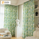 DIHINHOME Home Textile Pastoral Curtain DIHIN HOME Garden Green Leaves Printed,Grommet Window Curtain for Living Room,52x63-inch,1 Panel