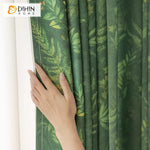 DIHINHOME Home Textile Pastoral Curtain DIHIN HOME Garden Green Leaves Printed,Grommet Window Curtain for Living Room,Customzied Curtains