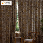 DIHINHOME Home Textile Pastoral Curtain DIHIN HOME Pastoral Abstract Leaves Printed,Grommet Window Curtain for Living Room,Customzied Curtains