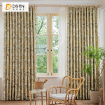 DIHINHOME Home Textile Pastoral Curtain DIHIN HOME Pastoral Abstract Leaves Printed,Grommet Window Curtain for Living Room,Customzied Curtains