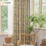 DIHINHOME Home Textile Pastoral Curtain DIHIN HOME Pastoral Abstract Leaves Printed,Grommet Window Curtain for Living Room,Customzied Curtains