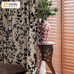 DIHINHOME Home Textile Pastoral Curtain DIHIN HOME Pastoral Black Leaves Printed,Blackout Grommet Window Curtain For Living Room ,52x63-inch,1  Panel