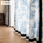 DIHINHOME Home Textile Pastoral Curtain DIHIN HOME Pastoral Blue Color Printed,Half Blackout Grommet Window Curtain for Living Room ,52x63-inch,1 Panel