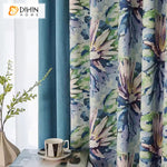 DIHINHOME Home Textile Pastoral Curtain DIHIN HOME Pastoral Blue Flowers Printed,Blackout Grommet Window Curtain for Living Room ,52x63-inch,1 Panel