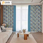 DIHINHOME Home Textile Pastoral Curtain DIHIN HOME Pastoral Blue Flowers Printed,Blackout Grommet Window Curtain for Living Room ,52x63-inch,1 Panel