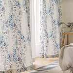 DIHINHOME Home Textile Pastoral Curtain DIHIN HOME Pastoral Blue Leaves Printed,Blackout Grommet Window Curtain for Living Room ,52x63-inch,1 Panel