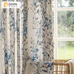 DIHINHOME Home Textile Pastoral Curtain DIHIN HOME Pastoral Blue Leaves Printed,Blackout Grommet Window Curtain for Living Room ,52x63-inch,1 Panel