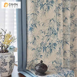 DIHINHOME Home Textile Pastoral Curtain DIHIN HOME Pastoral Blue Leaves Printed,Blackout Grommet Window Curtain for Living Room ,52x63-inch,1 Panel