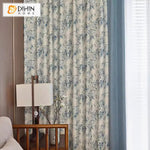 DIHINHOME Home Textile Pastoral Curtain DIHIN HOME Pastoral Blue Leaves Printed,Blackout Grommet Window Curtain for Living Room ,52x63-inch,1 Panel