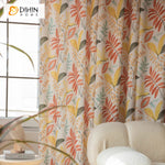 DIHINHOME Home Textile Pastoral Curtain DIHIN HOME Pastoral Colorful Leaves Printed,Grommet Window Curtain for Living Room,Customzied Curtains