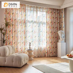 DIHINHOME Home Textile Pastoral Curtain DIHIN HOME Pastoral Colorful Leaves Printed,Grommet Window Curtain for Living Room,Customzied Curtains