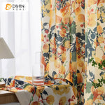 DIHINHOME Home Textile Pastoral Curtain DIHIN HOME Pastoral Flowers Printed,Grommet Window Curtain for Living Room,Customzied Curtains