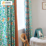 DIHINHOME Home Textile Pastoral Curtain DIHIN HOME Pastoral Green Leaves Printed,Blackout Grommet Window Curtain for Living Room ,52x63-inch,1 Panel