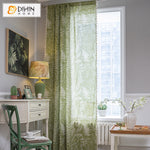 DIHINHOME Home Textile Pastoral Curtain DIHIN HOME Pastoral Green Leaves Printed Curtains,Half Blackout Grommet Window Curtain for Living Room ,52x63-inch,1 Panel