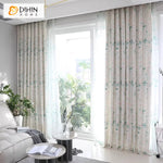 DIHINHOME Home Textile Pastoral Curtain DIHIN HOME Pastoral Green Leaves Printed,Grommet Window Curtain for Living Room,Customzied Curtains