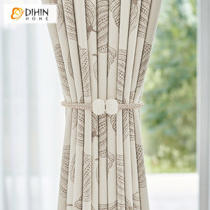 DIHINHOME Home Textile Pastoral Curtain DIHIN HOME Pastoral Pumpkin Printed,Blackout Grommet Window Curtain for Living Room ,52x63-inch,1 Panel