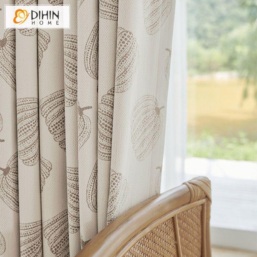 DIHINHOME Home Textile Pastoral Curtain DIHIN HOME Pastoral Pumpkin Printed,Blackout Grommet Window Curtain for Living Room ,52x63-inch,1 Panel