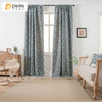 DIHINHOME Home Textile Pastoral Curtain DIHIN HOME Pastoral Retro Blue Flowers Painting Printed,Blackout Grommet Window Curtain for Living Room ,52x63-inch,1 Panel