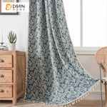 DIHINHOME Home Textile Pastoral Curtain DIHIN HOME Pastoral Retro Blue Flowers Painting Printed,Blackout Grommet Window Curtain for Living Room ,52x63-inch,1 Panel