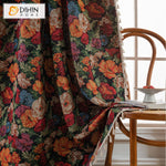 DIHINHOME Home Textile Pastoral Curtain DIHIN HOME Pastoral Retro Flowers Painting Printed,Blackout Grommet Window Curtain for Living Room ,52x63-inch,1 Panel