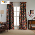 DIHINHOME Home Textile Pastoral Curtain DIHIN HOME Pastoral Retro Flowers Painting Printed,Blackout Grommet Window Curtain for Living Room ,52x63-inch,1 Panel