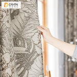 DIHINHOME Home Textile Pastoral Curtain DIHIN HOME Pastoral Retro Leaves Jacquard,Blackout Grommet Window Curtain for Living Room ,52x63-inch,1 Panel