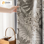 DIHINHOME Home Textile Pastoral Curtain DIHIN HOME Pastoral Retro Leaves Jacquard,Blackout Grommet Window Curtain for Living Room ,52x63-inch,1 Panel