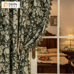 DIHINHOME Home Textile Pastoral Curtain DIHIN HOME Pastoral Retro Leaves Jacquard,Blackout Grommet Window Curtain For Living Room ,52x63-inch,1  Panel