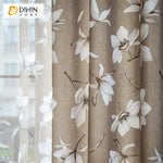 DIHINHOME Home Textile Pastoral Curtain DIHIN HOME Pastoral White Flowers Printed,Grommet Window Curtain for Living Room,52x63-inch,1 Panel