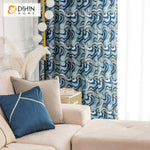 DIHINHOME Home Textile Pastoral Curtain DIHIN HOME Retro Abstract Waves Printed,Blackout Grommet Window Curtain for Living Room ,52x63-inch,1 Panel