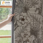 DIHINHOME Home Textile Pastoral Curtain DIHIN HOME Retro Pastoral Flowers Jacquard,Blackout Grommet Window Curtain for Living Room,52x63-inch,1 Panel