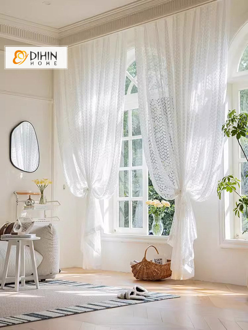 DIHINHOME Home Textile Sheer Curtain Copy of DIHIN HOME Modern Natural Linen,Blackout Grommet Window Sheer Curtain for Living Room,52x63-inch,1 Panel