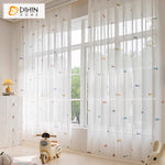 DIHINHOME Home Textile Sheer Curtain DIHIN HOME Cartoon Colored Cars,Blackout Grommet Window Sheer Curtain for Living Room,52x63-inch,1 Panel