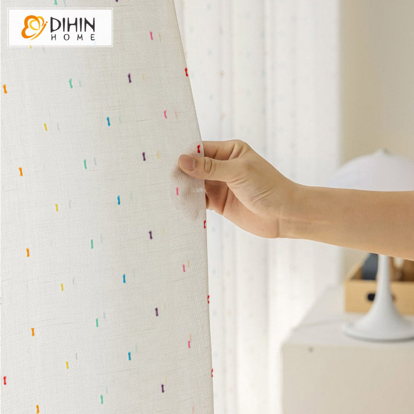 DIHINHOME Home Textile Sheer Curtain DIHIN HOME Cartoon Colorful,Blackout Grommet Window Sheer Curtain for Living Room,52x63-inch,1 Panel