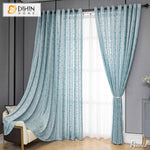 DIHINHOME Home Textile Sheer Curtain DIHIN HOME European Blue Flowers Jacquard,Grommet Window Curtain for Living Room ,52x63-inch,1 Panelriped