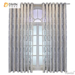 DIHINHOME Home Textile Sheer Curtain DIHIN HOME European Grey Jacquard,Grommet Window Curtain for Living Room ,52x63-inch,1 Panelriped