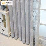 DIHINHOME Home Textile Sheer Curtain DIHIN HOME European Grey Jacquard,Grommet Window Curtain for Living Room ,52x63-inch,1 Panelriped