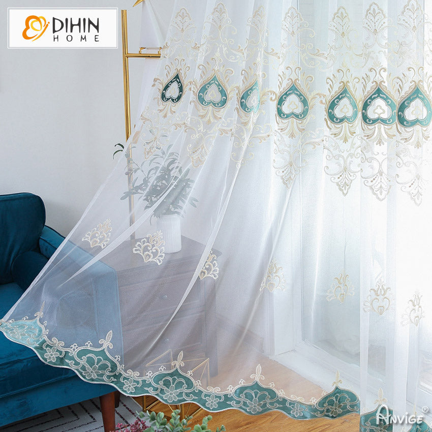 DIHIN HOME European Luxury Velvet Sapphire Blue Curtains,Blackout Grommet  Window Curtain for Living Room ,52x63-inch,1 Panel