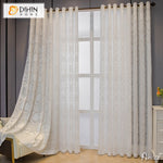 DIHINHOME Home Textile Sheer Curtain DIHIN HOME European Luxury Jacquard,Grommet Window Curtain for Living Room ,52x63-inch,1 Panelriped