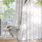 DIHINHOME Home Textile Sheer Curtain DIHIN HOME Garden Leaves Printed,Blackout Grommet Window Sheer Curtain for Living Room,52x63-inch,1 Panel