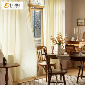 DIHINHOME Home Textile Sheer Curtain DIHIN HOME Modern Beige Color,Blackout Grommet Window Sheer Curtain for Living Room,52x63-inch,1 Panel