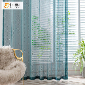 DIHINHOME Home Textile Sheer Curtain DIHIN HOME Modern Blue Color,Grommet Window Sheer Curtains for Living Room ,52x63-inch,1 Panel