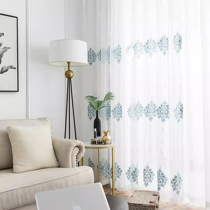 DIHINHOME Home Textile Sheer Curtain DIHIN HOME Modern Blue Jacquard,Blackout Grommet Window Sheer Curtain for Living Room,52x63-inch,1 Panel