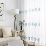 DIHINHOME Home Textile Sheer Curtain DIHIN HOME Modern Blue Jacquard,Blackout Grommet Window Sheer Curtain for Living Room,52x63-inch,1 Panel