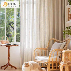 DIHINHOME Home Textile Sheer Curtain DIHIN HOME Modern Blue Striped,Blackout Grommet Window Sheer Curtain for Living Room,52x63-inch,1 Panel