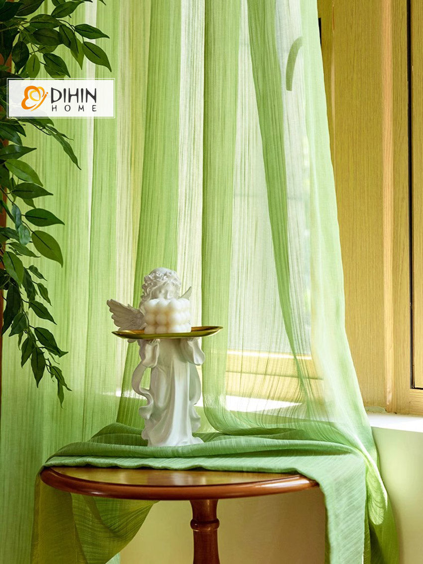 DIHINHOME Home Textile Sheer Curtain DIHIN HOME Modern Green Color,Blackout Grommet Window Sheer Curtain for Living Room,52x63-inch,1 Panel