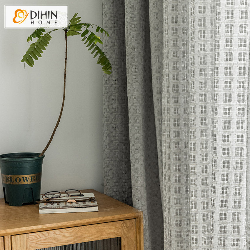 DIHINHOME Home Textile Sheer Curtain DIHIN HOME Modern Grey Color,Blackout Grommet Window Sheer Curtain for Living Room,52x63-inch,1 Panel